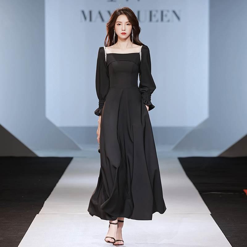 ロング ドレス パーティードレス 個性的 黒 無地 袖あり Aライン シンプル 結婚式 二次会 お呼ばれ フォーマル 演奏会 ピアノ 発表会 ドレス 大人 かっこいい No2259 Marmelo Sunnyday 通販 Yahoo ショッピング