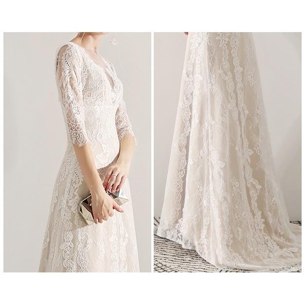 ウェディングドレス 二次会 花嫁ドレス 結婚式 ドレス パーティードレス Aライン ストレート おしゃれ 個性的 ナチュラル カジュアル レトロ エレガント 袖あり Wd0053 Marmelo Sunnyday 通販 Yahoo ショッピング