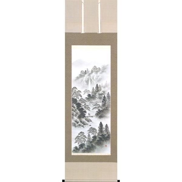 掛け軸 景色画 水墨景色（宮崎 智久） 掛軸 楽器、手芸、コレクション-日本画
