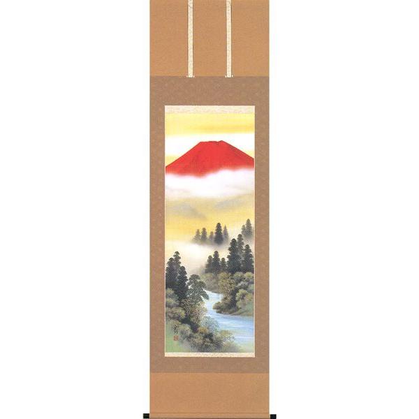 掛け軸 赤富士景色（長柄 宗則） 掛軸 楽器、手芸、コレクション-絵画-日本画