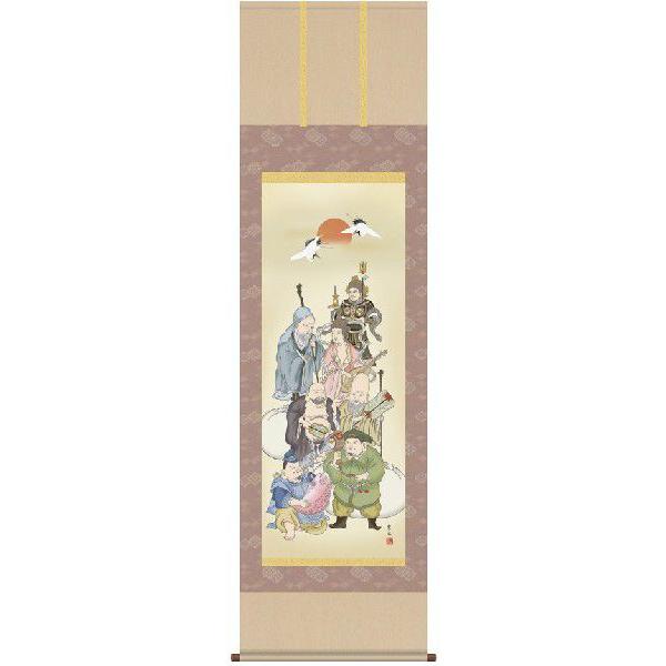 掛け軸 七福神（緒方葉水） 縁起開運・吉祥画 掛軸