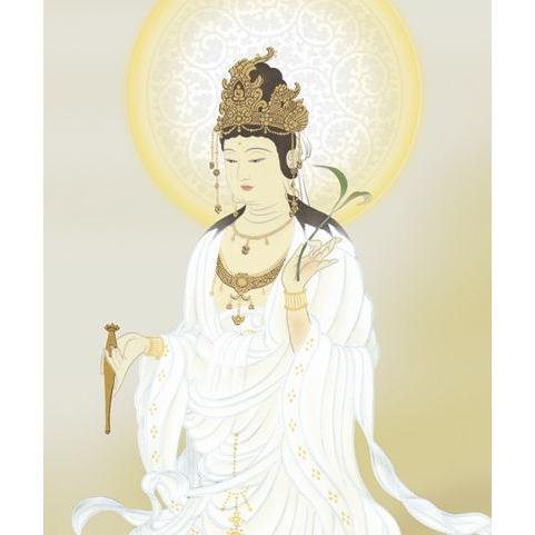 仏画 観音様の掛け軸 鈴木翠朋作 雲上観音 掛け軸 白衣観音 (鈴木翠