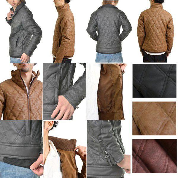 キルティングジャケット メンズ ジャケット アウター 革 レザー フェイクレザー ジャケット キルティング リブ |  | 01