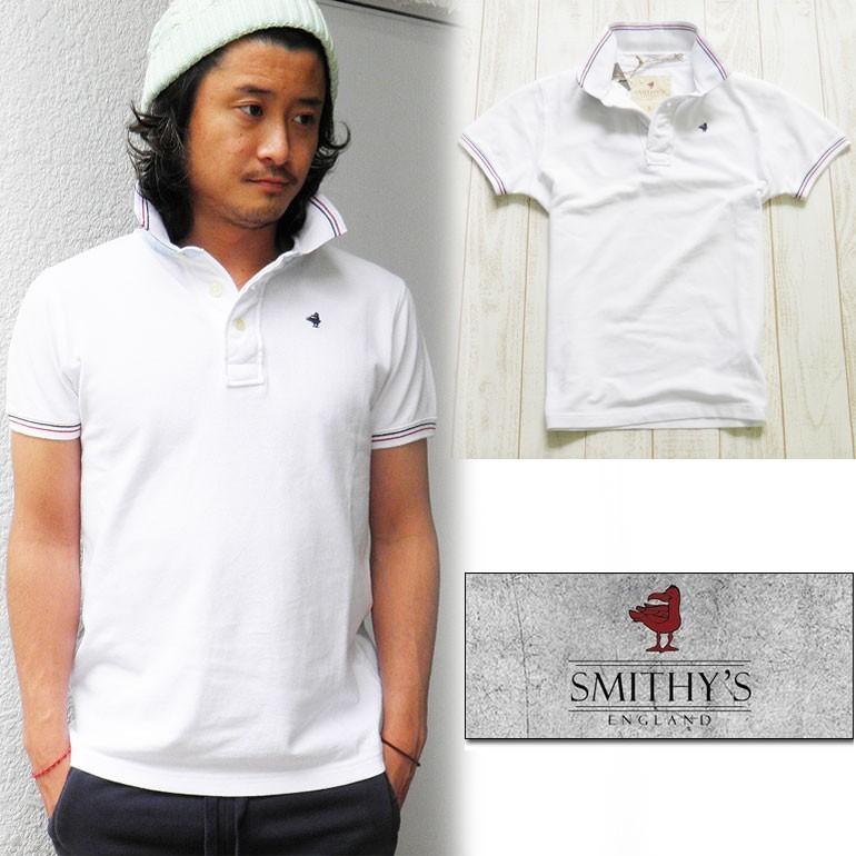 スミス イングランド SMITHY'S ENGLAND ポロシャツ メンズ 半袖 ホワイト | 