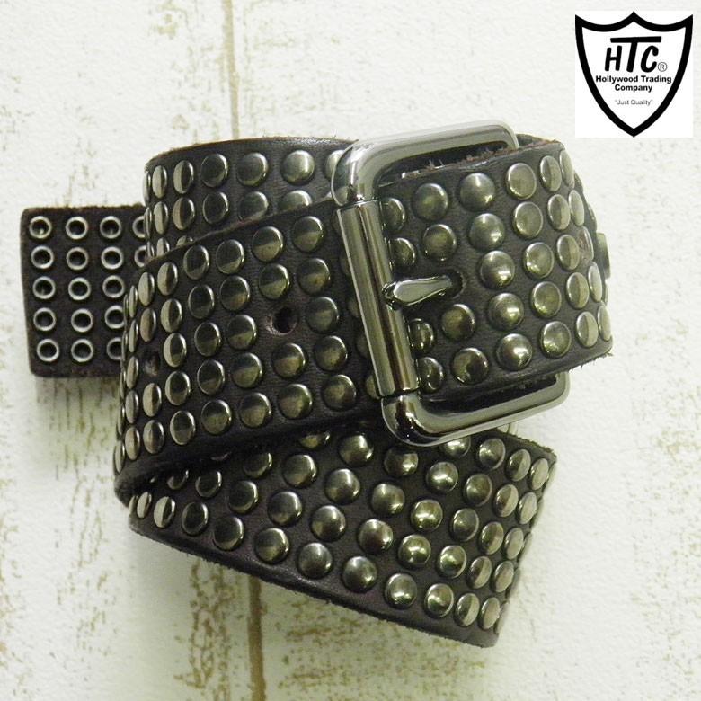 HTC エイチティーシー ベルト メンズ 5000スタッズ スタッズ 革 レザー ヴィンテージ ダークブラウン | HTC | 01