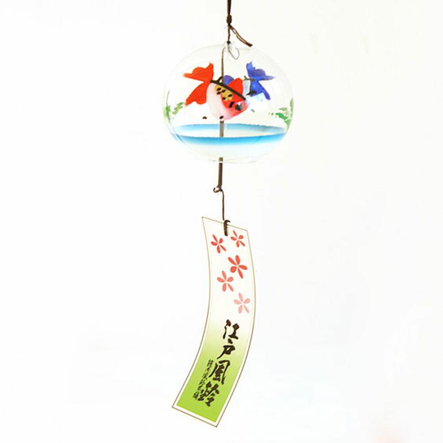 篠原風鈴本舗 江戸風鈴 小丸 ガラス 風鈴 二色金魚 【江戸風鈴 手作り