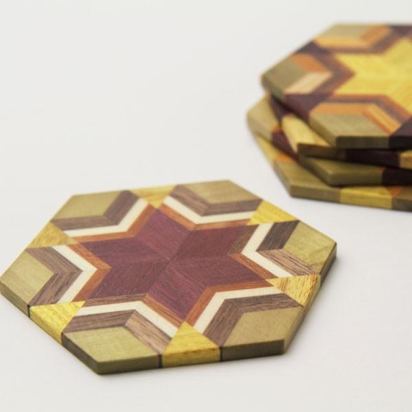 寄木細工 寄木コースター 無垢材 5枚セット 日本製 露木木工所