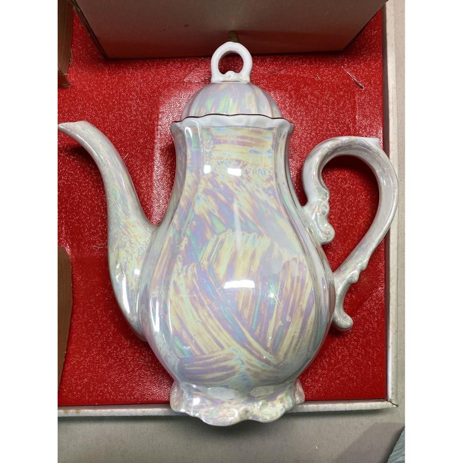 ティーポット １つ ティーカップ ソーサー 5客 セット 受け皿 コースター 陶器 ラスター仕上げ 未使用 ★0047 B-2 |  | 06