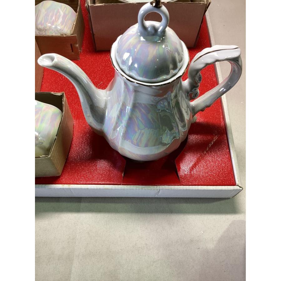 ティーポット １つ ティーカップ ソーサー 5客 セット 受け皿 コースター 陶器 ラスター仕上げ 未使用 ★0047 B-2 |  | 07