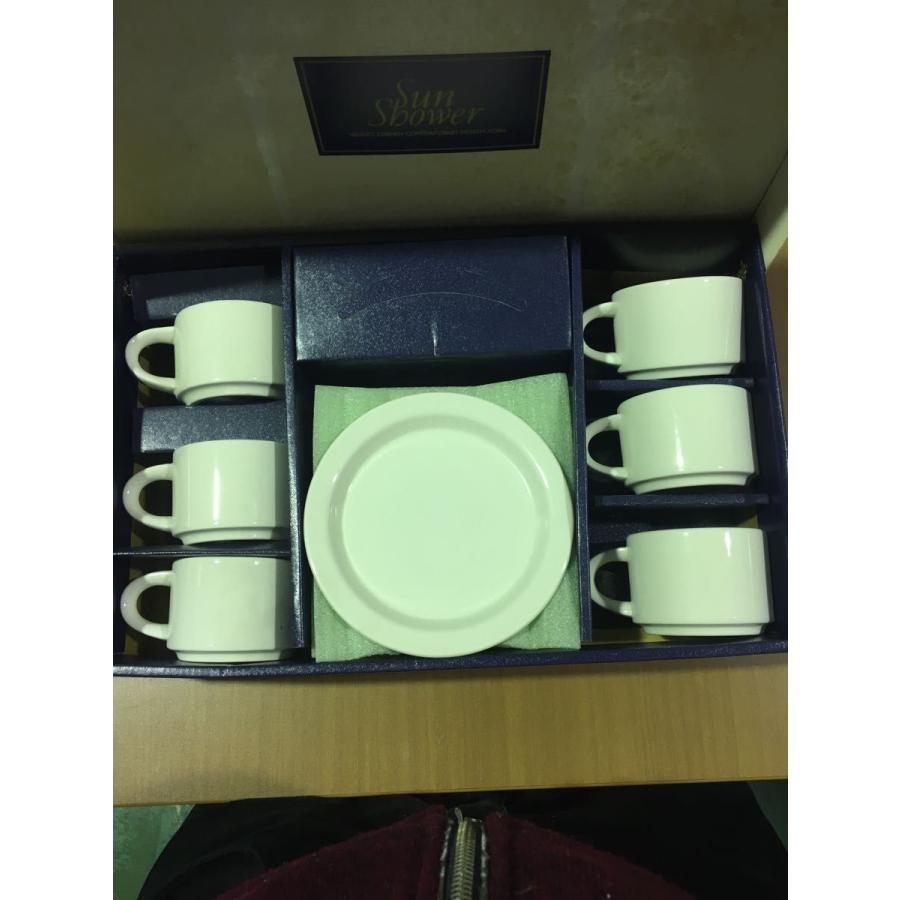白 コーヒー カップ ソーサー 6客セット Sun Shower 未使用 ★0049 B-2 | 