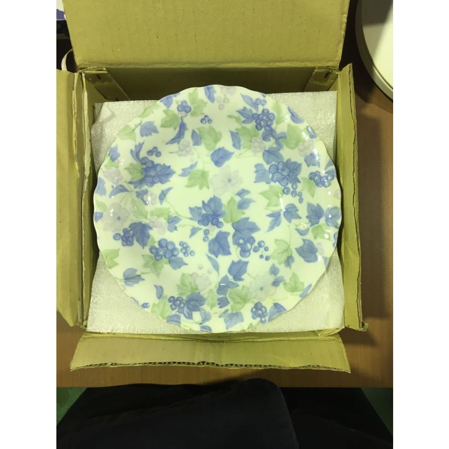 大皿 セット 深皿 白 5枚 陶器 ブルー マスカット柄 未使用 ★0053 B-2 | 