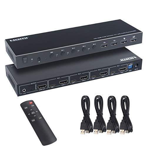 【メーカー直送】 ES-Tune タイプ 手動切替 USBハブ 4入力4出力 USB切替器 HDR 4K60HZ HDMI音声分離 4入力1出力 KVM切替器 PC切替器（KVM）