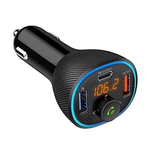 Fmトランスミッター Bluetooth5 0 高音質 Ledライト Qc3 0急速充電 Type C Pd3 0