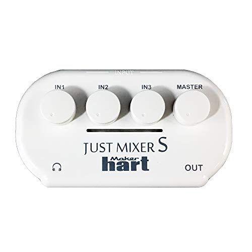 Maker hart Just Mixer S ステレオ3入力/2出力 超小型音声ミキサー/電池とUSB電源可能オーディオミキサー マイクミキサー