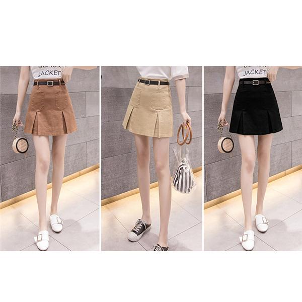 最安値に挑戦 送料無料 レディース ミニスカート デニムスカート ショート Aライン 着痩せ 細身 ボトムス 安全パンツ フェミニン 春夏 プリーツ ベルト Plaza910 Com