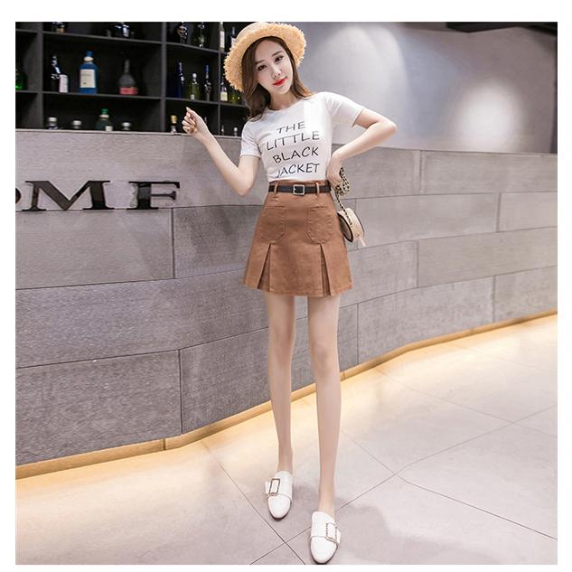 最安値に挑戦 送料無料 レディース ミニスカート デニムスカート ショート Aライン 着痩せ 細身 ボトムス 安全パンツ フェミニン 春夏 プリーツ ベルト Plaza910 Com