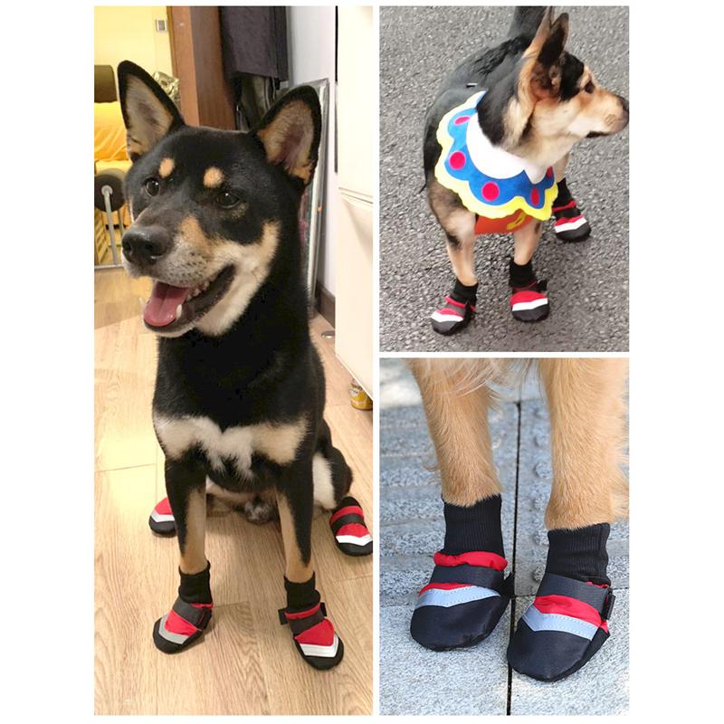 送料無料 ペット用品 犬の靴 ドッグシューズ 靴下 1セット4個入り 肉球保護 滑り止め 履物 ブーティ メール便無料 ブーツ ソフト 履かせやすい 犬靴下 散歩