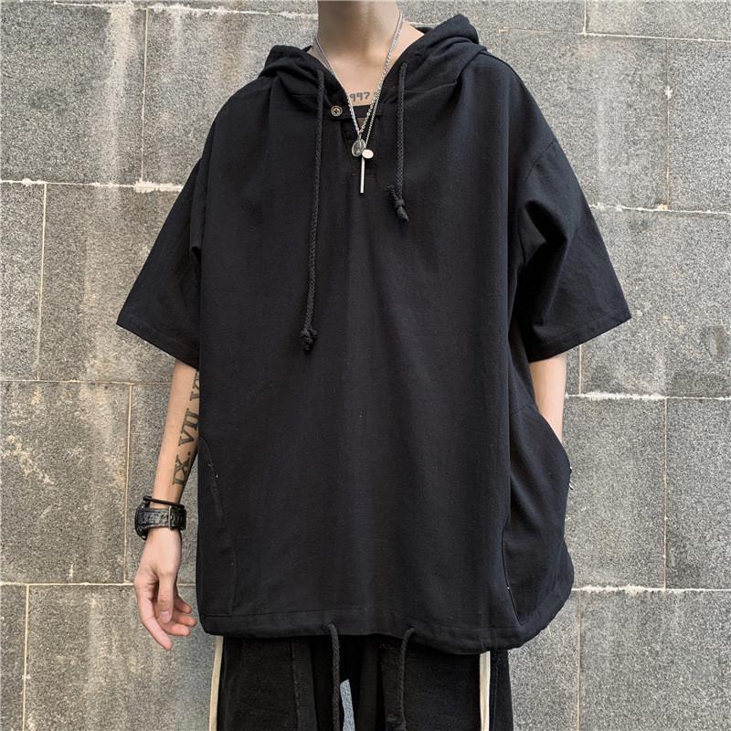 半袖パーカー メンズ パーカー トップス 半袖tシャツ 切り替え プル 