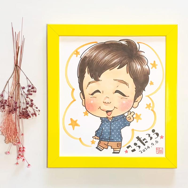 にがおえ屋 さえきけんすけ Mサイズ 1人〜4人タイプ 似顔絵 【送料無料