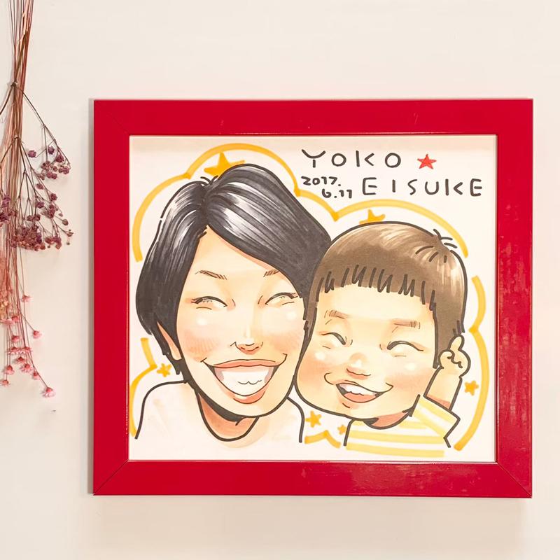 さえきけんすけ にがおえ屋 期間限定‼︎アート似顔絵お描き致します Mサイズ 【送料無料 似顔絵 1人〜4人タイプ その他