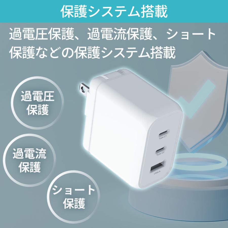 急速充電器  PD 65W Gan 窒化ガリウム iPhone15 アダプター 充電器 小型 3ポート スマートフォン ACアダプター USB-A USB-C 送料無料 FFF-ACC65CCA |  | 10