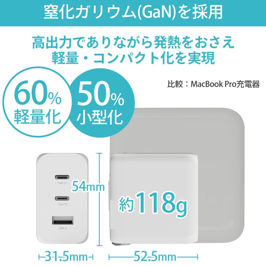 急速充電器  PD 65W Gan 窒化ガリウム iPhone15 アダプター 充電器 小型 3ポート スマートフォン ACアダプター USB-A USB-C 送料無料 FFF-ACC65CCA |  | 07