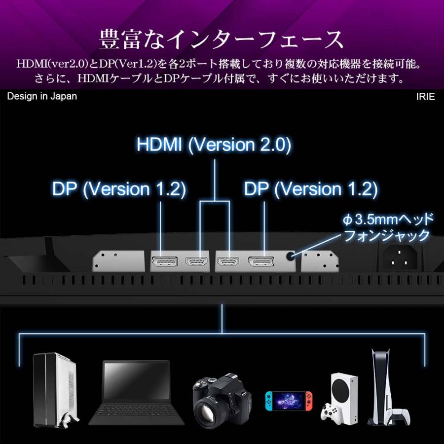 ゲーミングモニター 280hz 24.5インチ HDR対応 ゲーミング ディスプレイ 1920x1080 Fast IPS HDMI 2.0 MPRT 1ms ノングレア PCモニタ IRIE FFF-LD25G2B｜marshal｜06