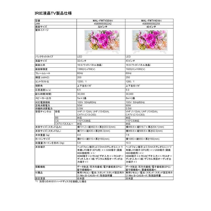 MARSHAL（マーシャル） 液晶 テレビ 32型 ホワイト 32インチ TV 白 外