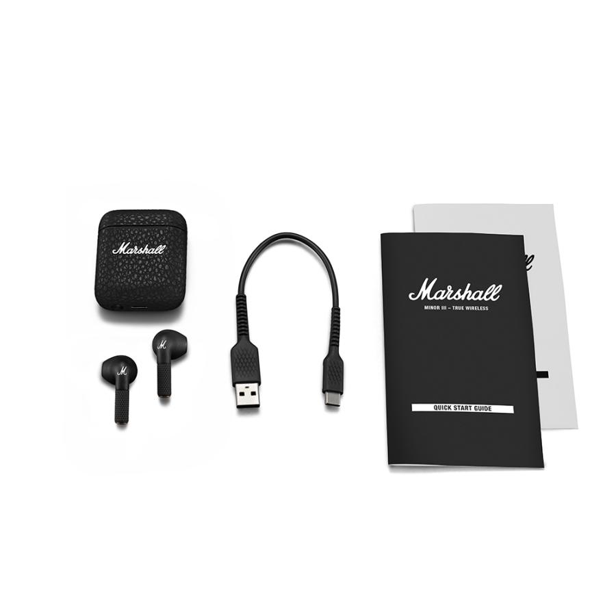 【レビュー投稿でトートバッグプレゼント】Marshall マーシャル 完全ワイヤレスイヤホン MINOR3BLACK ブラック 【通話対応/Qi充電対応】 