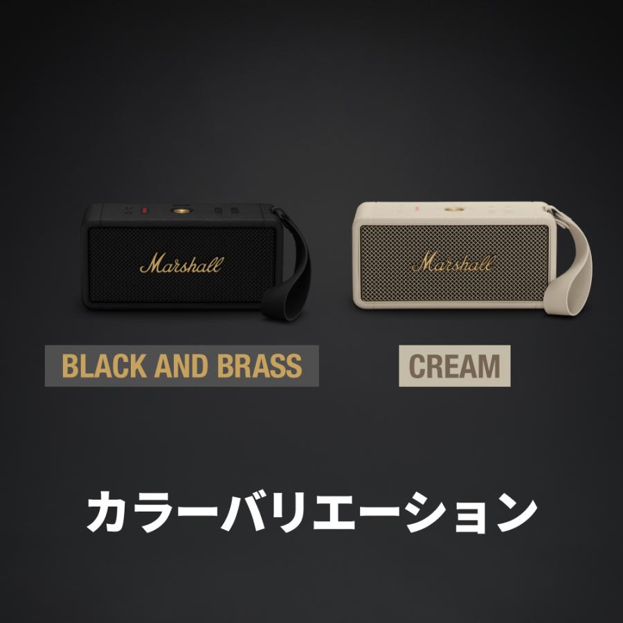 Marshall マーシャル  ワイヤレススピーカー MIDDLETON-BLACK-AND-BRASS ブラックアンドブラス 【IP67防塵・防水/連続再生約20時間】｜marshall-official｜02