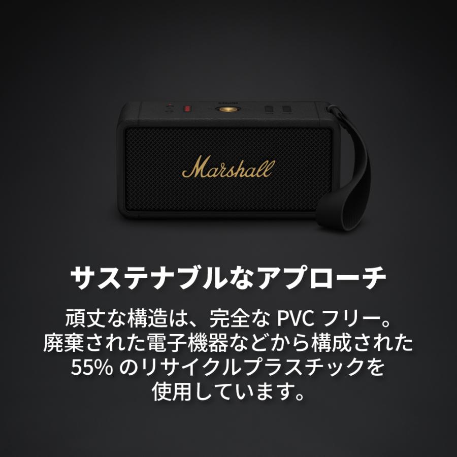 Marshall マーシャル  ワイヤレススピーカー MIDDLETON-BLACK-AND-BRASS ブラックアンドブラス 【IP67防塵・防水/連続再生約20時間】｜marshall-official｜08