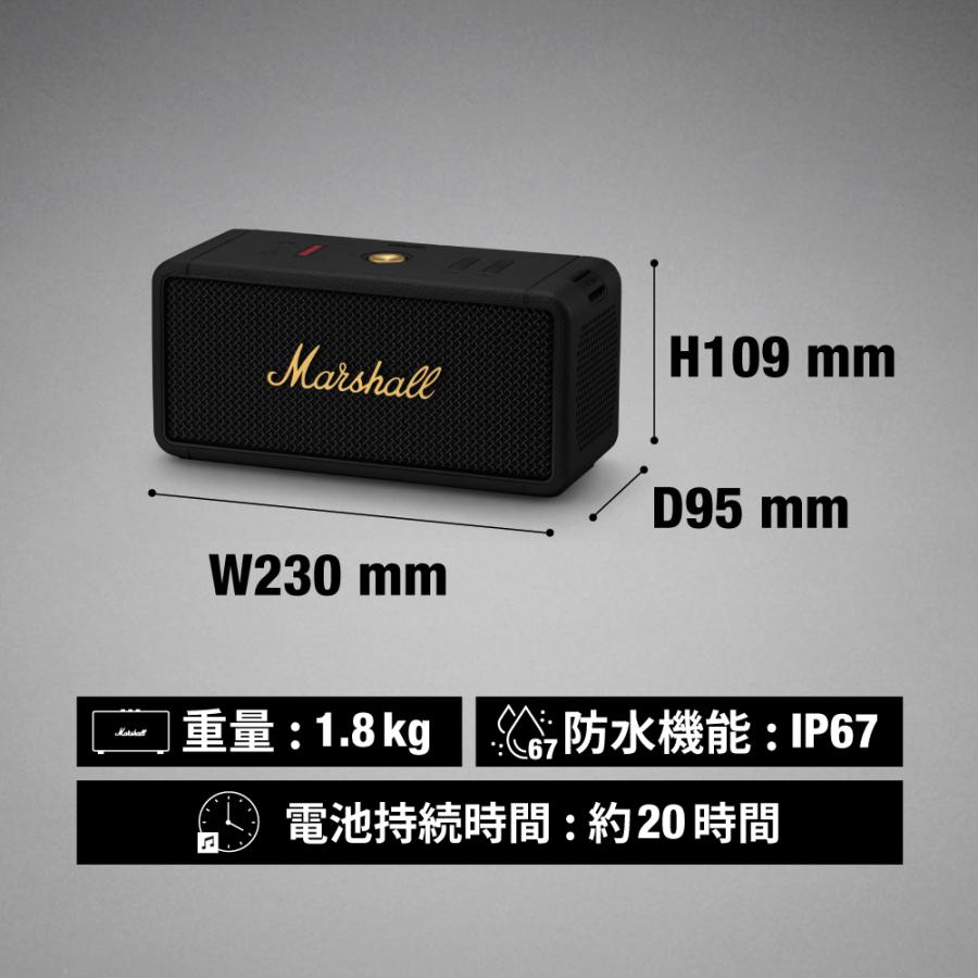 Marshall マーシャル  ワイヤレススピーカー MIDDLETON-BLACK-AND-BRASS ブラックアンドブラス 【IP67防塵・防水/連続再生約20時間】｜marshall-official｜10