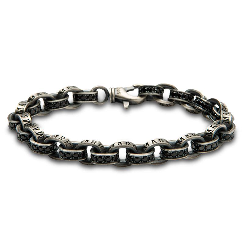 シルバー ブレスレット マルスマーク M.S Black Pave Link Bracelet