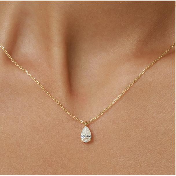 ティアドロップ ラボグロウンダイヤ ネックレス 14k 14k 0.5ct