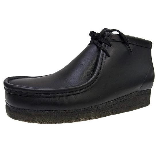 クラークス ワラビー ブーツ ブラック CLARKS WALLABEE BOOT BLACK 黒レザー スムースレザー オリジナルス メンズモデル｜marsone