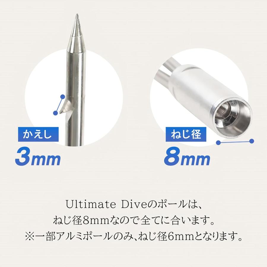 Ultimate Dive アルティメットダイブ 銛 カーボンファイバー製 ハワイアンスリング 3ピース 270cm ハイブリッド 手銛 3又 スピアフィッシング パラライザー_6