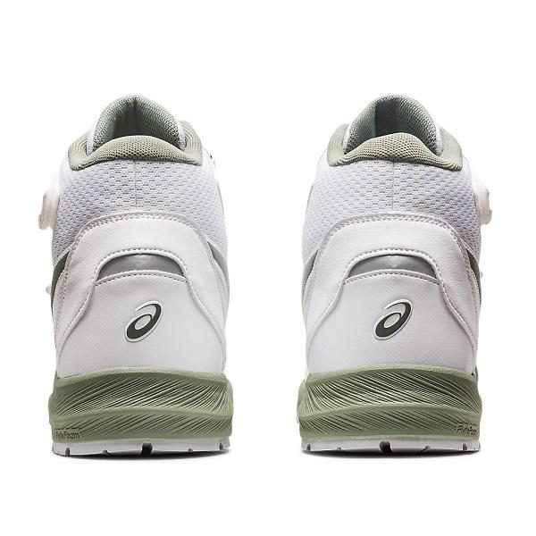 asics ハイカット安全靴 ホワイト/グリーン　CP216 ASICS（アシックス） ウィンジョブ CP216 100 ホワイト×ライケン
