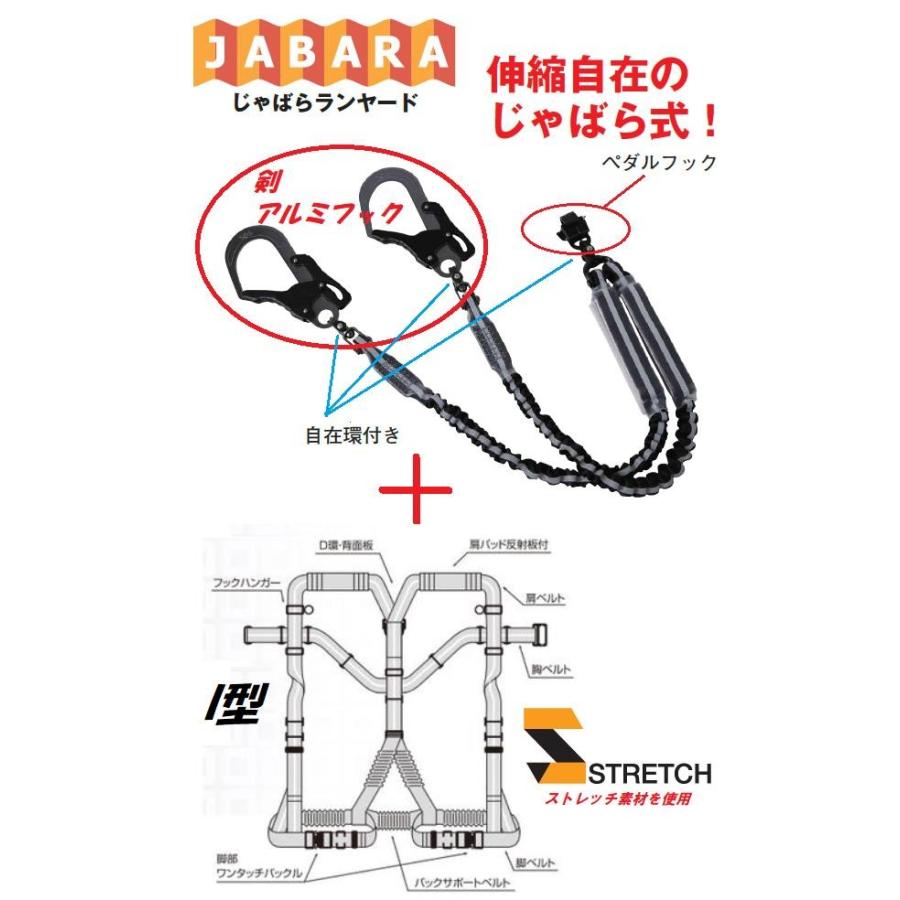 基陽KHじゃばらストレッチフルハーネスI型+ダブルじゃばらランヤード