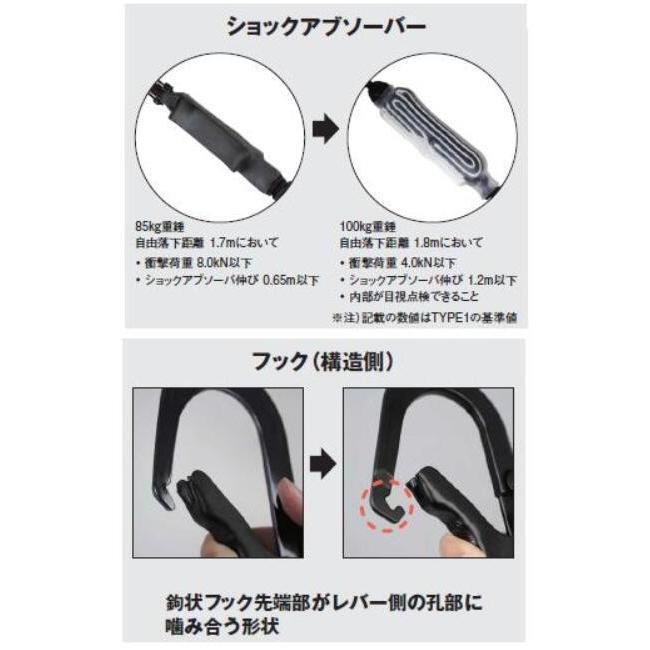 新規格　基陽(KH) シングルじゃばらランヤード(第一種)  胴ベルト型 在庫あり】KH基陽シングルじゃばらランヤード【剣スチールフック