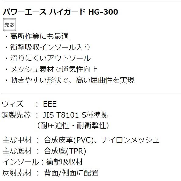 力王パワーエース ハイガードHG-300【HG300】 メッシュ使用半長靴マジックタイプ【高所用安全作業靴】リキオニス安全シューズ【セフティースニーカー・安全靴】｜maru09｜03