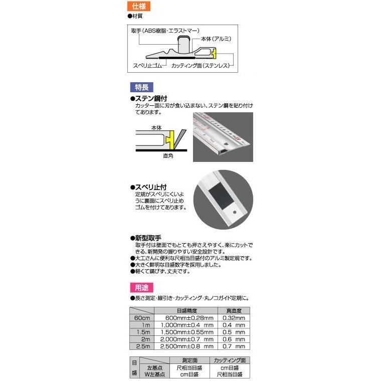 シンワ 【配送条件有】シンワ カット師 2m W左基点 取手なし 併用目盛