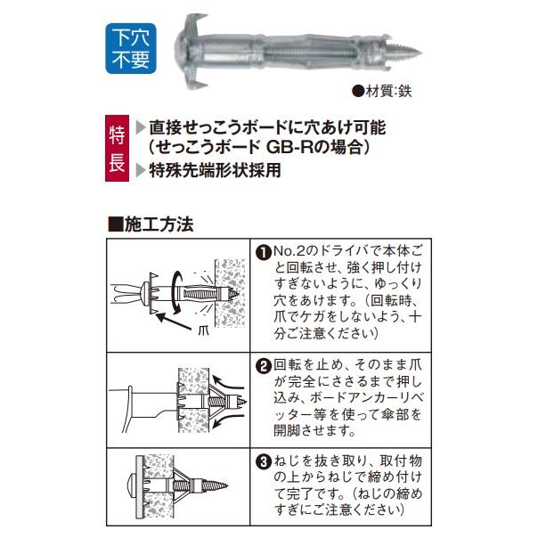 若井産業　下穴不要　らくらくボードアンカー　200本入　サイズ　RBA409T【RBA-409】楽々ボードアンカー　WAKAI｜maru09｜02