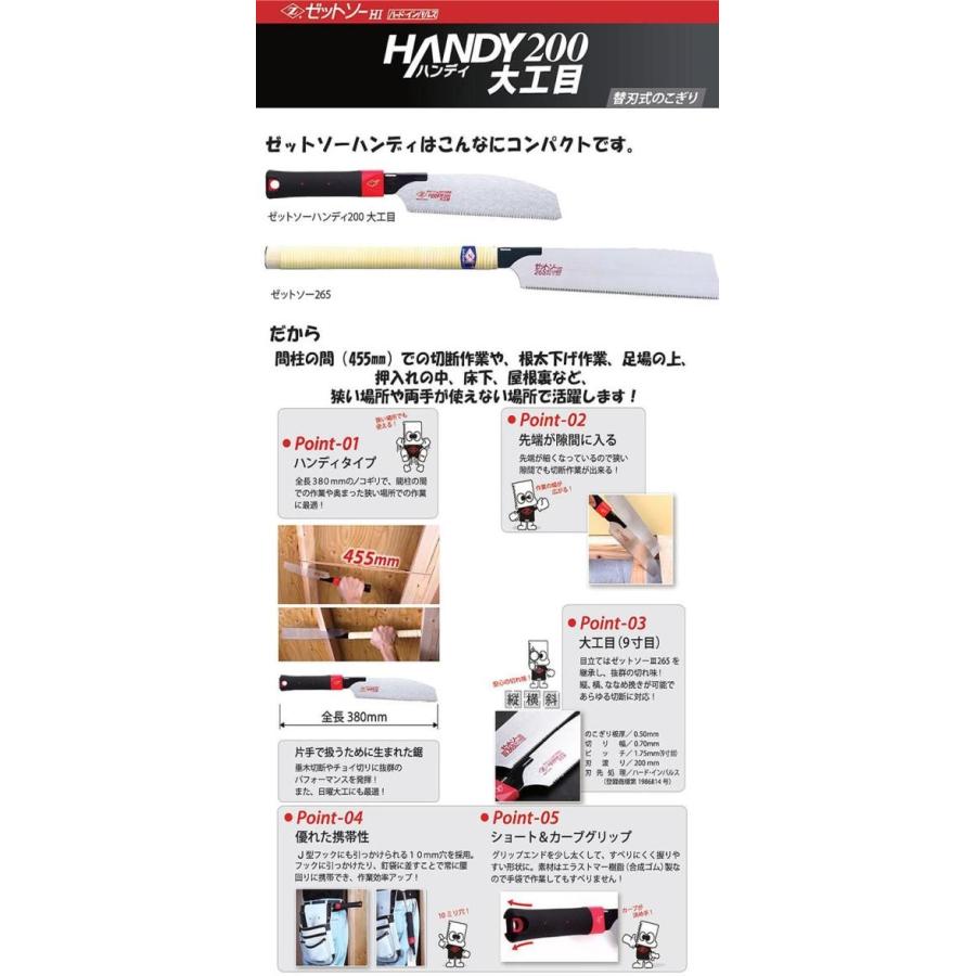 ゼットソー 岡田金属工業所 ハンディ200 大工目（本体）15086 (HI