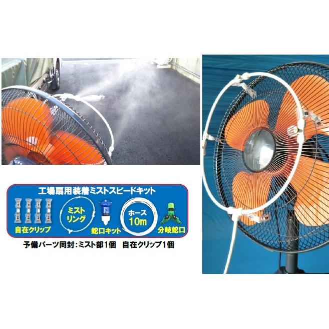 結一産業 工場扇用装着ミスト スピードキット ミストリング30cm ホース 