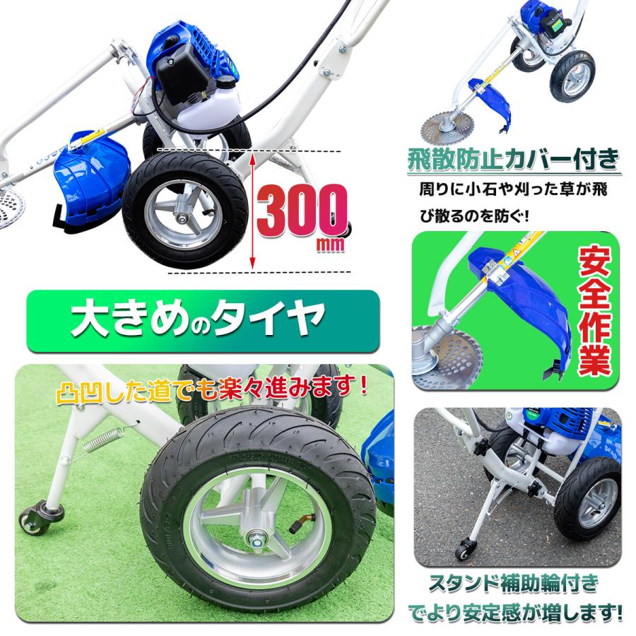 手押し式エンジン草刈機 52cc チップソー＆ナイロンカッター付 2スト