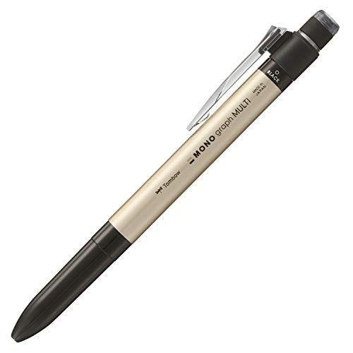 トンボ鉛筆 多機能ペン 2&S+消しゴム MONO モノグラフマルチ ゴールド CPA-161B ×5 セット 色鉛筆
