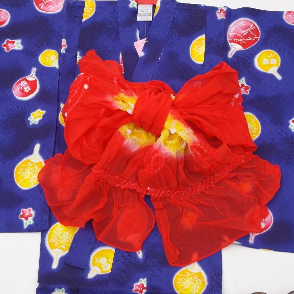子供用浴衣3点セット（女の子）兵児帯＆下駄付110cm（5?6歳）11