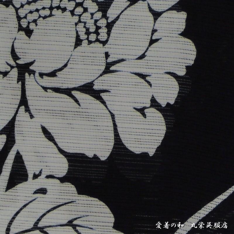 竺仙鑑製浴衣（ちくせん）綿絽濃色（濃紺色）地染め高級ゆかた反物39 