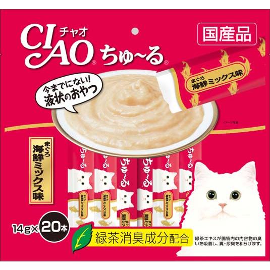 チャオちゅーる20本入りまぐろ海鮮ミックス味 : マルエツ ふれあい