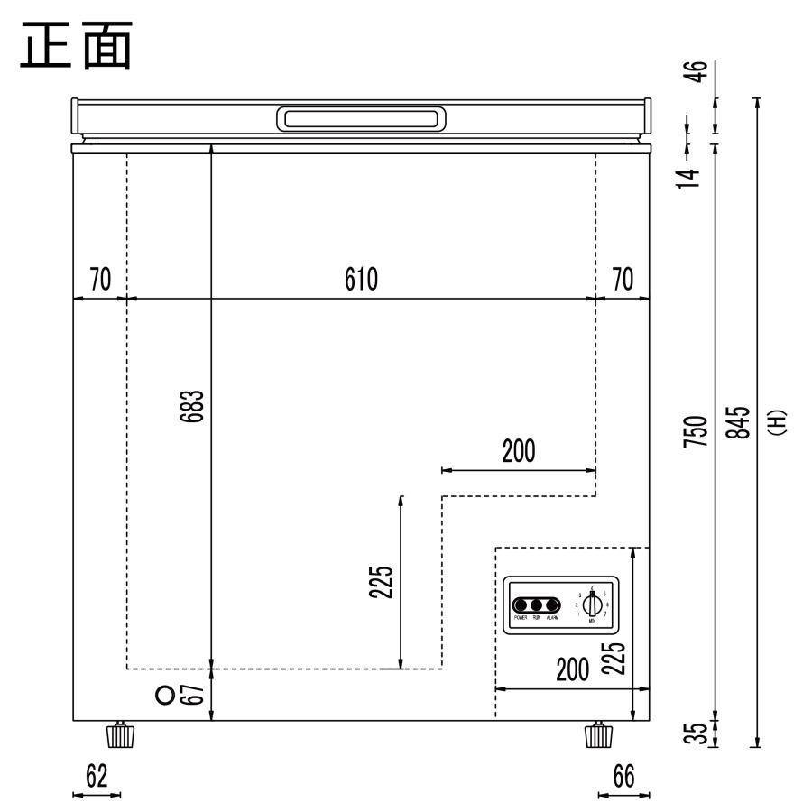 送料無料(一部除く) 上開き 冷凍ストッカー W754×D564×H845mm 140L